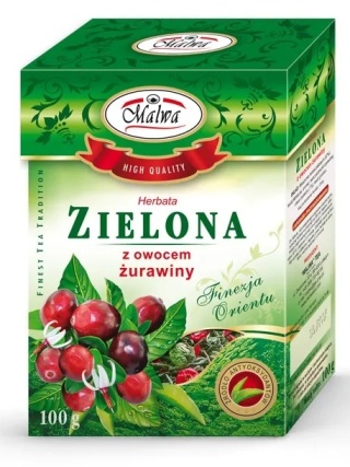 HERBATA ZIELONA Z ŻURAWINĄ 100g MALWA