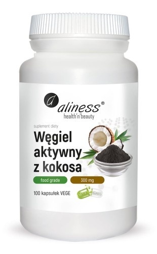 WĘGIEL AKTYWNY Z KOKOSA 100 kaps 300mg ALINESS