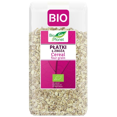 PŁATKI 4 ZBOŻA (ORKISZ, OWIES, JĘCZMIEŃ, ŻYTO) BIO 600 g BIO PLANET