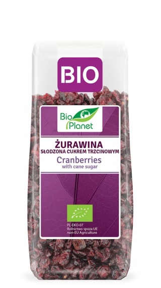 ŻURAWINA SŁODZONA CUKREM TRZCINOWYM BIO 100g BIO PLANET