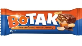 BATON BOTAK KARMELOWO-ORZECHOWY W MLECZNEJ CZEKOLADZIE 40 g