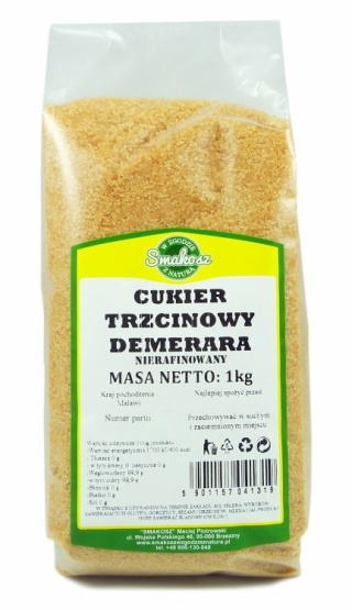 CUKIER TRZCINOWY DEMERARA 1kg SMAKOSZ