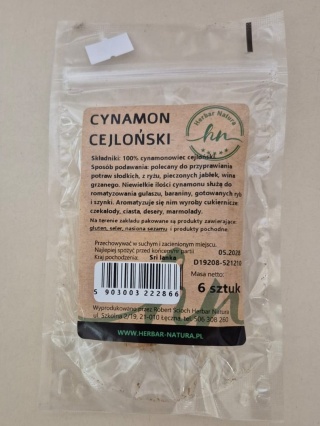 CYNAMON CEJLOŃSKI LASKA 6szt HERBAR NATURA