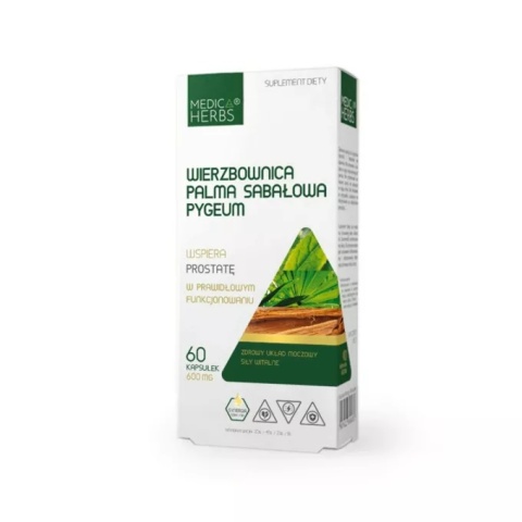 MEDICA HERBS WIERZBOWNICA PALMA SABAŁOWA PYGEUM 600 mg 60 kaps