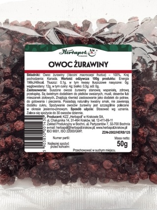 ŻURAWINA OWOC 50g HERBAPOL KRAKÓW