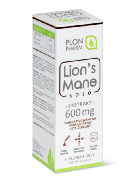 LIONS MANE SOLO ekstrakt 600 mg 100 ml PLON PHARM
