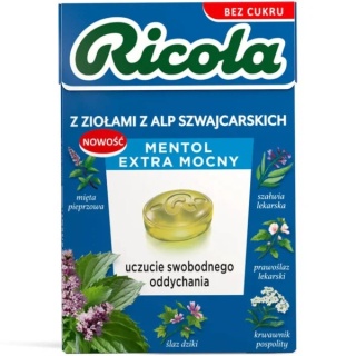 RICOLA CUKIERKI MENTOL EXTRA MOCNY B/CUKRU