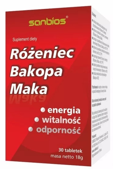 RÓŻENIEC, BAKOPA, MACA 30tabl SANBIOS